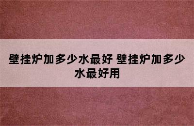 壁挂炉加多少水最好 壁挂炉加多少水最好用